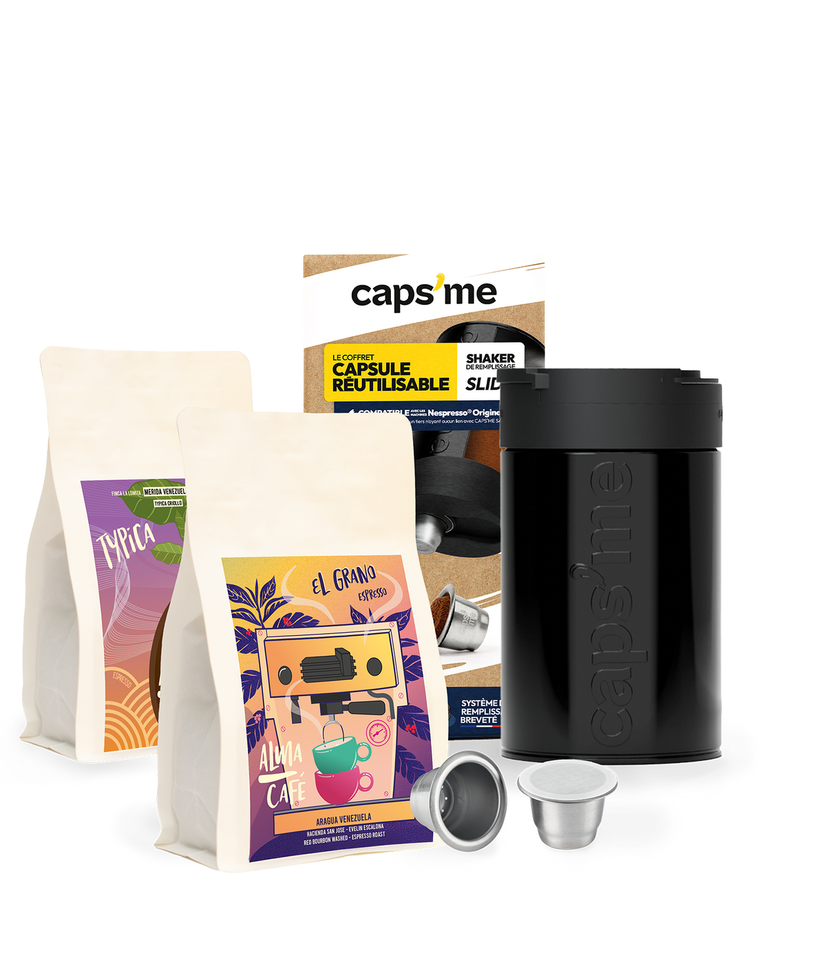 Reusable Nespresso-compatible cup pack + 2x 250g AlmaCafe